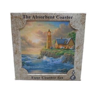 Absorbastone Coasters Set of 4 Absorbent Coasters Lighthouse Peaceful Sea NIB